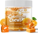 Colostrum Chews Supplemento con probiotici per Gut Salute, Bloating, Supporto immunitario, Pelle, Crescita dei capelli e Bellezza - Aroma arancione (60 Serve)