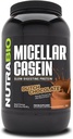 NutraBio Casein Protein Powder, Micellar Casien Powder, 25g Slow Digesting Protein, hjälper till att hålla dig full, övernattning Muscle Recovery & Growth, BCAA & EAA, Gluten Free, Soy Free, 2lb Chocolate
