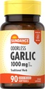 Sundance Odorless Garlic Softgels | 1000 mg | 90 เคานต์ Not-GMO และ Gluten Free Supplement