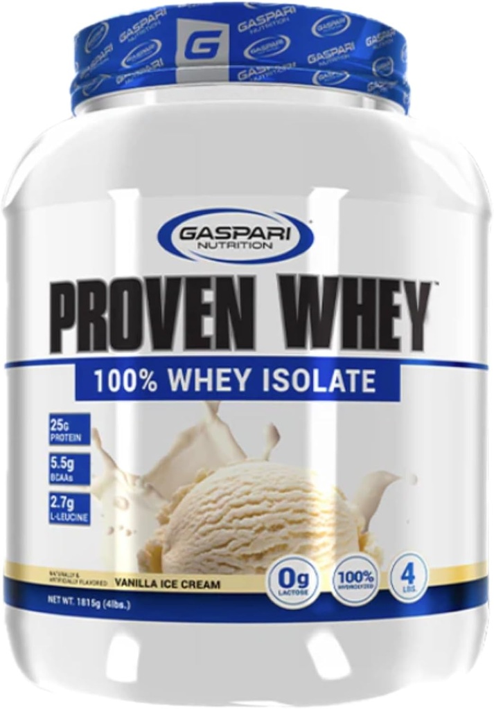Nutrition Gasparation Prove Whey, 100% Hydrolyzed Whey Isolate, High Protein, Laktose Free, Low Carbohydrate dan Low Sugar (4lb, Vanilla Ice Cream)