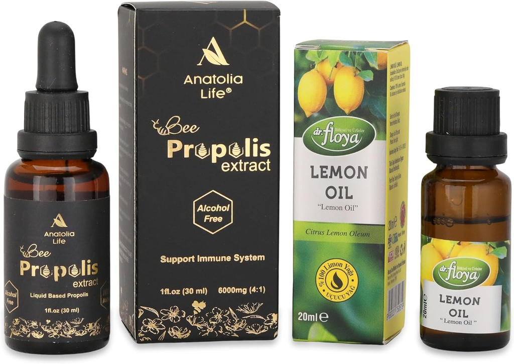 Estratto di Propolis organico 30ml & 100% naturale puro limone Olio essenziale 20ml | Propolis Alcohol-Free, Supporto di sistema immunitario | DIY, Candela che fa per diffusore