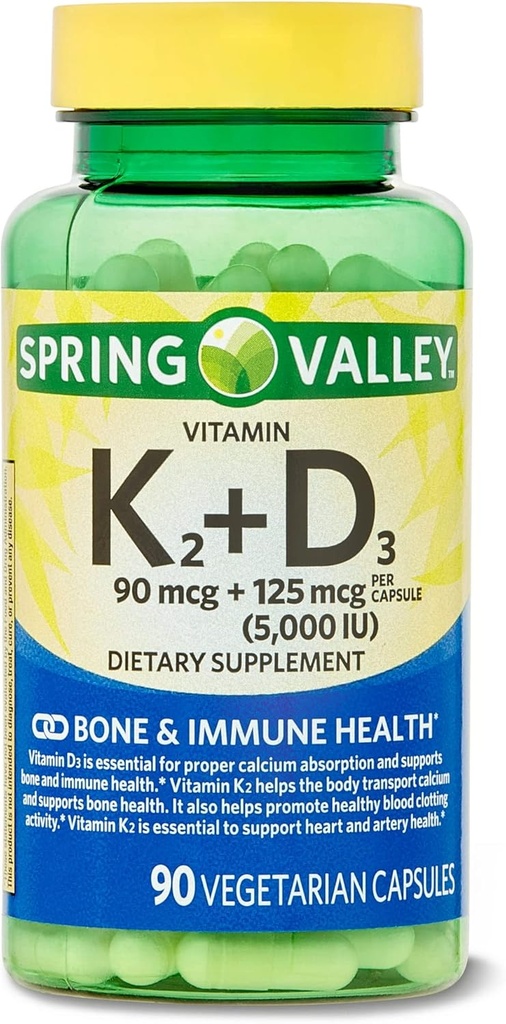 abseits Vitamin K2 (90mcg) + D3 (125mcg) 90 Count Vegetarian Capsule
