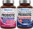 Probiotisk Bundle, 4-i-1 Feminin Probiotic (30ct) och Supreme Restore Probiotic (60ct), 2 Packs, Cranberry Vaginal Support, GI Tract Balance, Vegan, Non-Dairy
