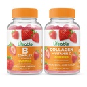 Lifeable B Complex + Collagen & Vitamin C, Gummies Bundle - Great Tasting, Vitamin Supplement, Gluten Free, GMO Free, Chewable Gummy