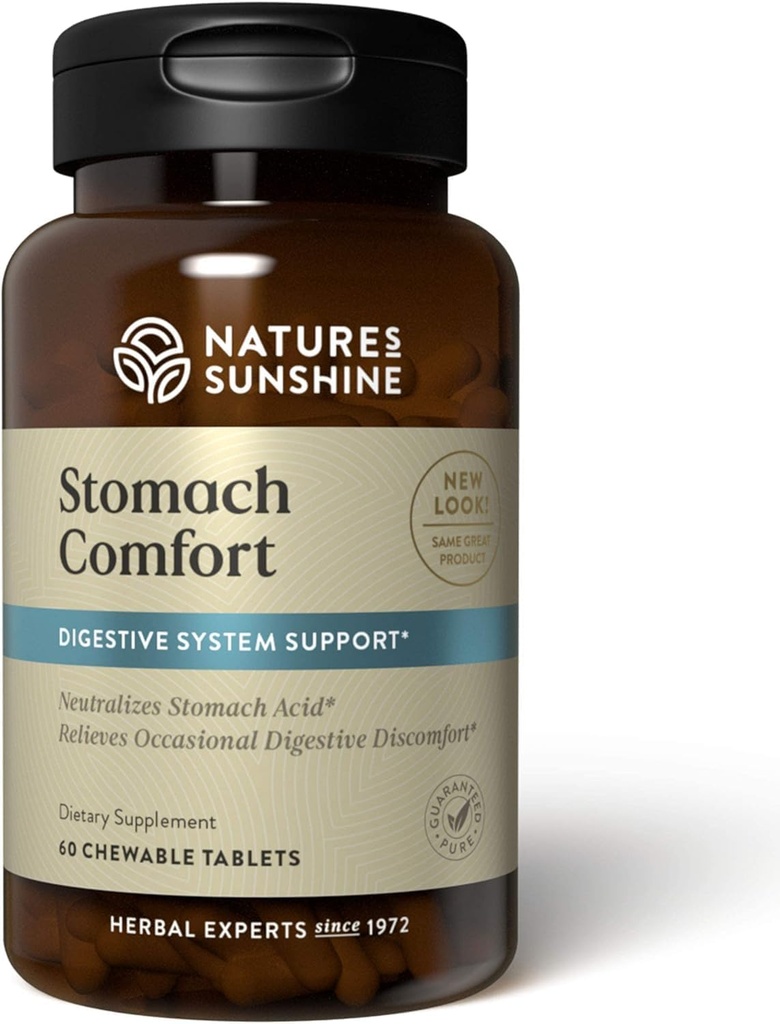 Nature's Sunshine Stomach Comfort, 60 comprimés à croquer, aide à neutraliser l'acide et à apaiser l'estomac en appuyant la digestion