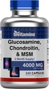tnvitamine Glucosamine, Chondroitin, & MSM (4000 MG - 240 Kapseln) für Männer & Frauen | Joint Support Supplement Complex* | Mehr als dreifache Stärke! | Non-GMO | Produziert in den USA
