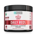 Zhou Organic Reds Powder - Red Powder Superfood with Beetroot, Super Fruits, Goji Berry, & Tart Cherry, Antioxidant Support for Whole-Body Health - Natural Berry Flavor, 4.95 oz (30 Servings)
