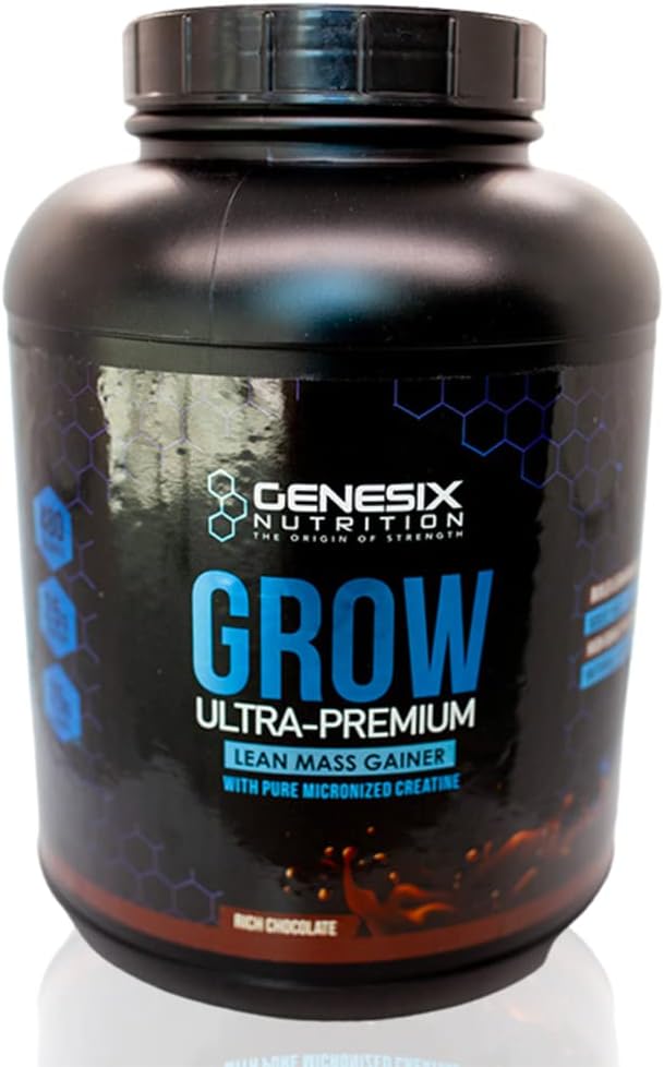 Grow Protein Powder Dietary Supplement Supporting Muscle Growth & Recovery | Pure Micronized Creatine Ultra-Premium Lean Mass Gainer | Chocolate | 20 Servings 5.3kg