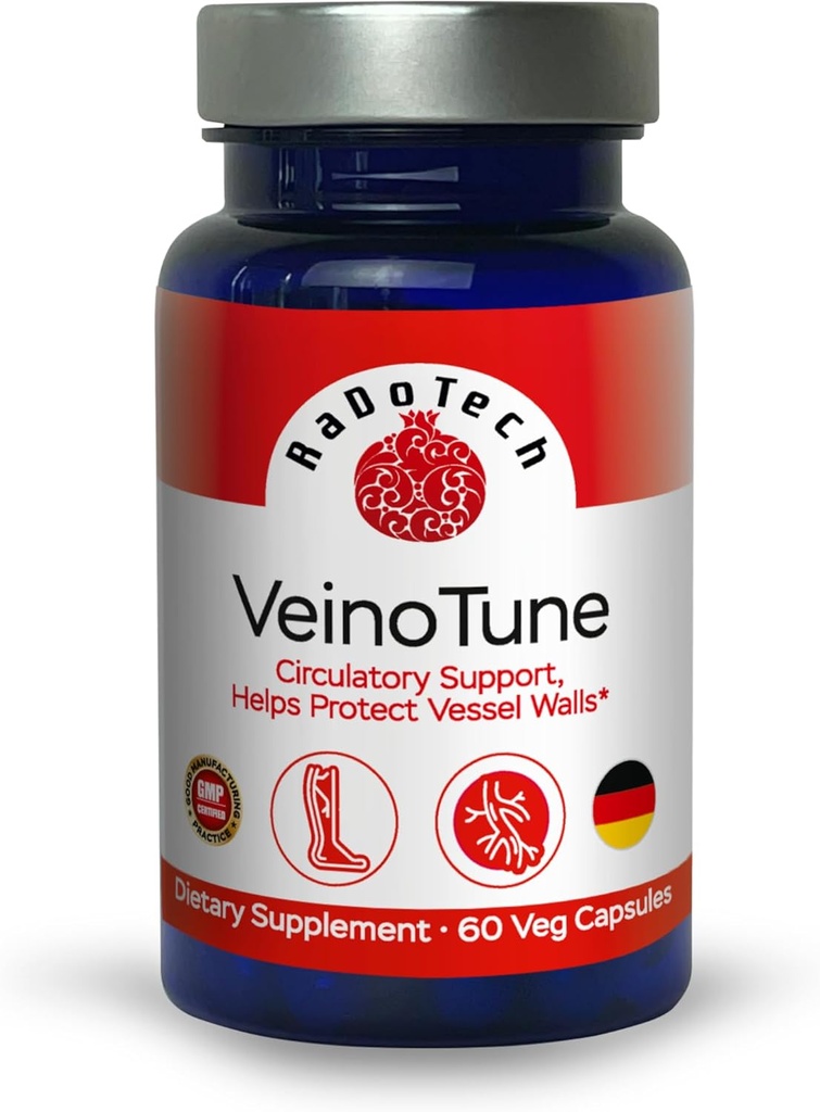 VeinoTune Varicose Veins Лечение на крака, намалява подуването, Кон Chestnut 300 mg, 60 Plant-based Capets, 60 Day Supply, GMP