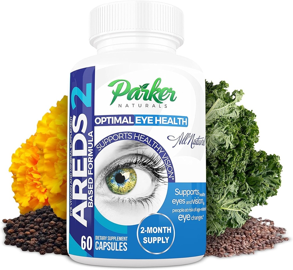 Parker Naturals Optimal Eye健康维生素和矿物补充剂,配有维生素C & E,Lutein & Zeaxanthin 补充剂的眼补充剂和视觉维生素,60 Caps
