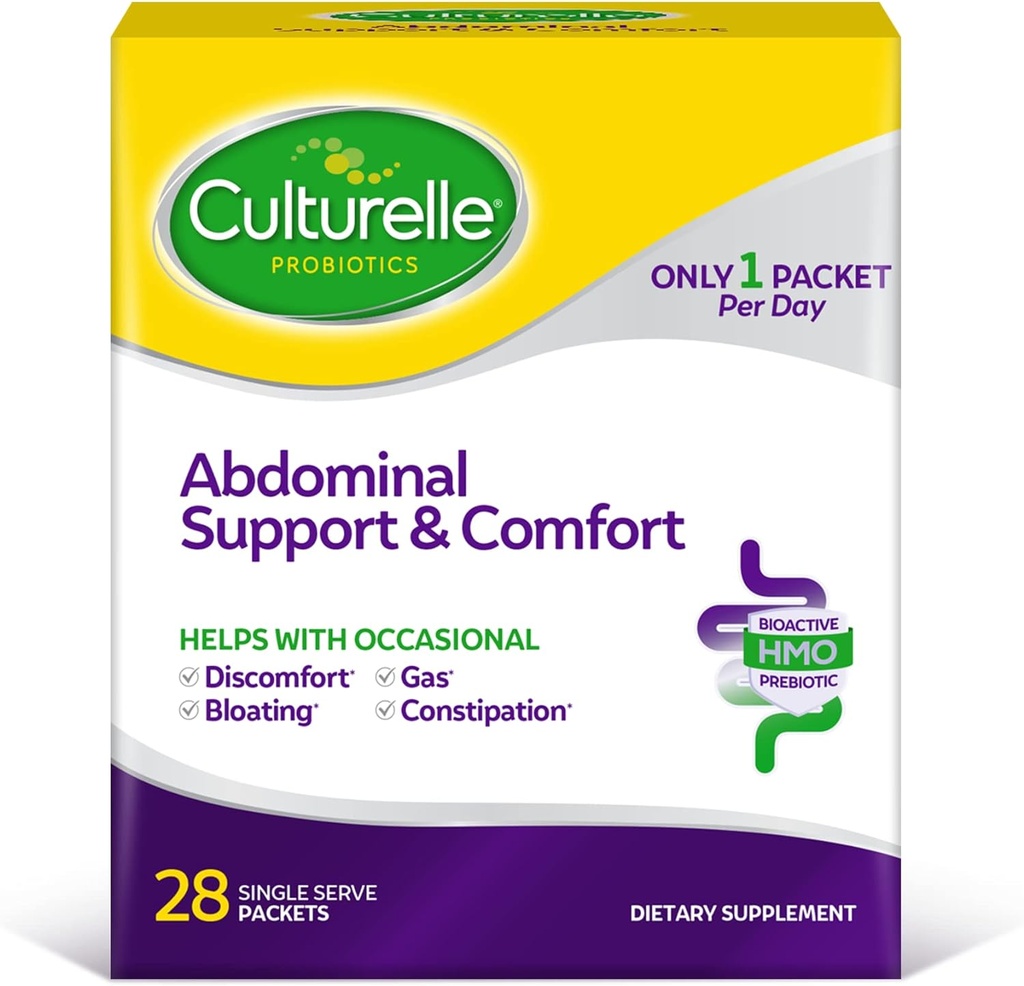 Culturelle Abdominal Support & Comfort, Daily Proactive Approach to Promote Gut Health*, Help with Occasional Abdominal Issues, Bloating and Gas - 28 Count (1eko paketea)