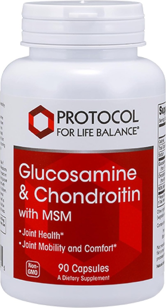 Протокол Glucosamine & Chondroitin с MSM - съвместна поддръжка* - Chondroitin MSM притурка - Non-GMO & Dairy Free - 90 Veg Caps