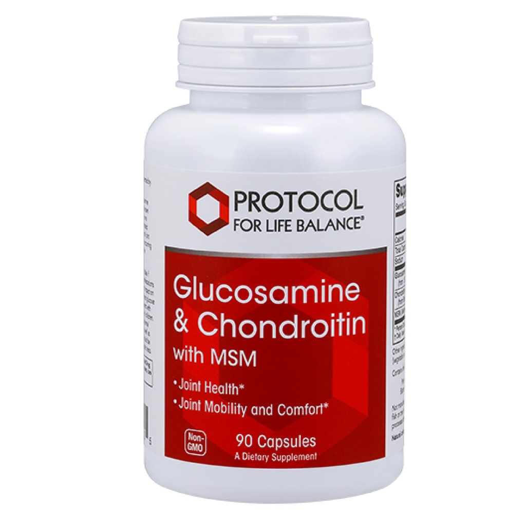 PROTOCOL FOR LIFE BALANCE Glucosamine & Chondroitin with MSM - Joint Support* - Chondroitin MSM Supplement - Non-GMO & Dairy Free - 90 Veg Caps