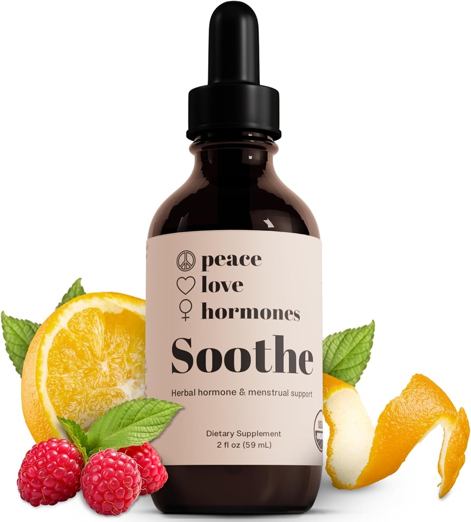 pace, amore, ormoni. Rilievo di erbe PMS e equilibrio naturale dell'ormone per le donne | Supplemento di Chasteberry organico USDA per il supporto dell'ormone femminile |, supplemento di periodo di gocce liquide - 2 fl oz, 29 Serve