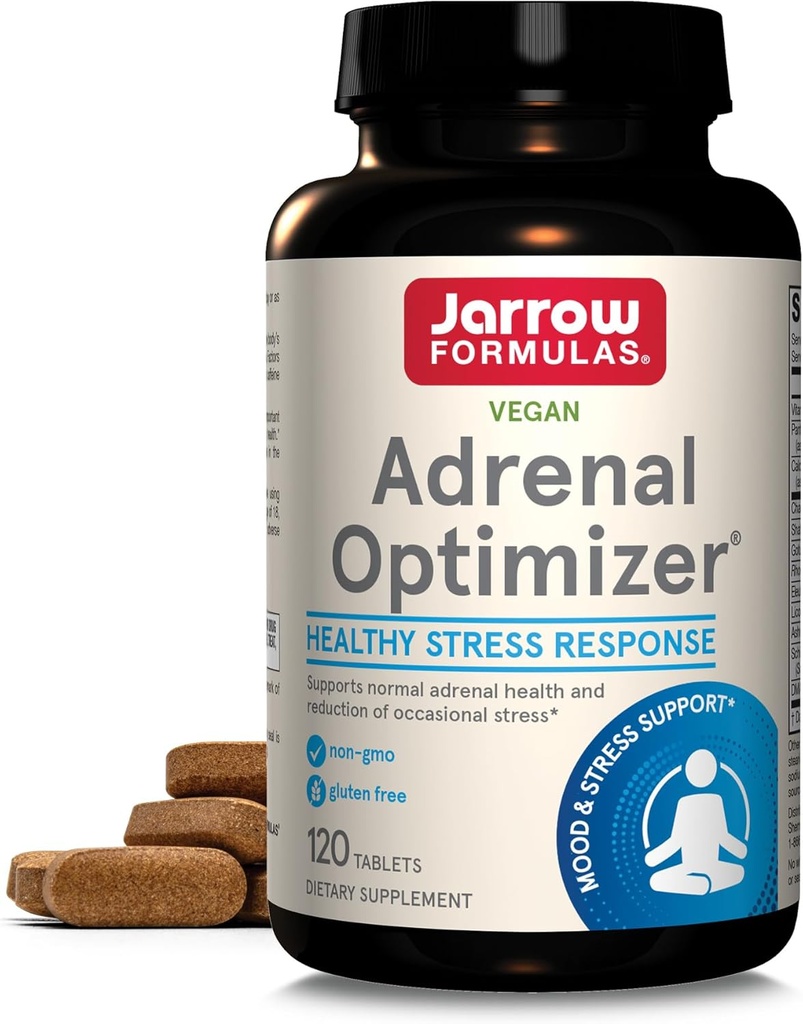 Jarow Formulas Virsnieru Optimizators - 120 tabletes - Atbalsta Virsnieru veselība, atjaunošana un stresa samazināšana - Apvieno 11 Nutrients un Nutraceuticals - 60 Kalpo