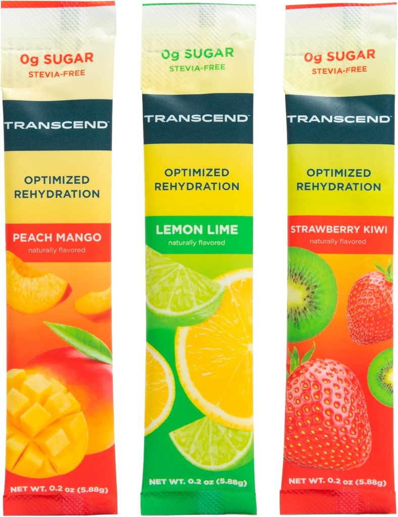 Transcend Hydration - Optimale rehydratie zonder suiker of Stevia Plus BCAA's en Magnesium - Geen bloedsuiker effecten - 30 -pack