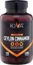 Kiva Premium Ceilonas kanēļa pulvera kapsulas (120 Veggie kapsulas), tīrs Ceilonas kanēlis no Šrilankas, Vegan, ne-GMO, bez lipekļa