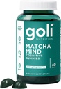 Goli Matcha Mind Gummies - 60 gróf - Green Tea Leaves Powder with Cognizin for Focus, Attention and Brain Health, Vegan, Non-GMO, Gluten-Free & Želatína zadarmo.