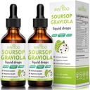 2 Pack Soursop Graviola Vedel tilgad - 2000mg Pure Soursop ekstrakt segatud 300mg Sea Moss & 100mg Elderberry - Powerful Cell Support, Antioksüdant-Rich, Immune-Boosting - 4 Fl Oz (120ml) Pudel