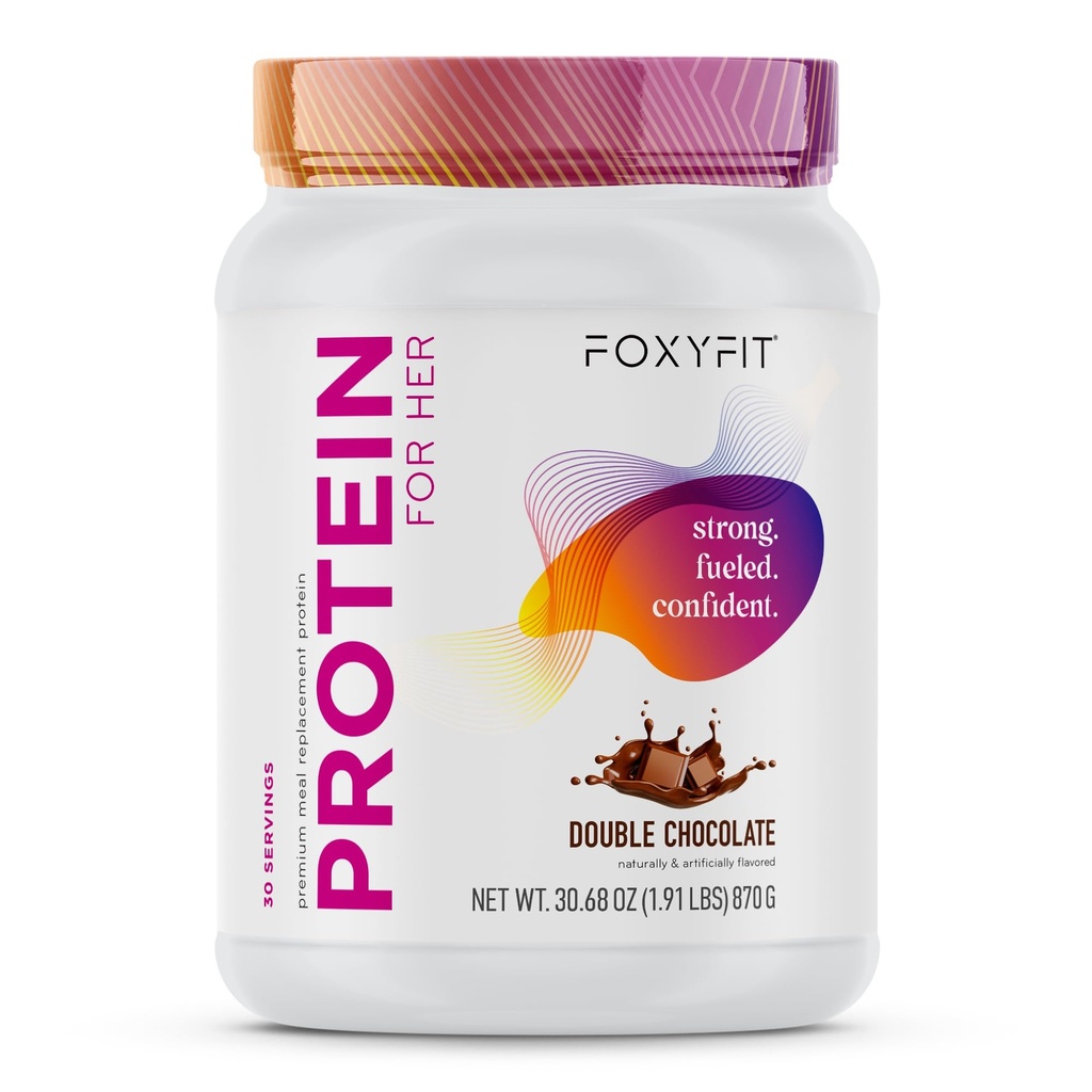 FoxyFit Protein for Her, Double Chocolate Whey Protein Powder with CLA and Biotin for a Healthy Glow (1.85 lbs)