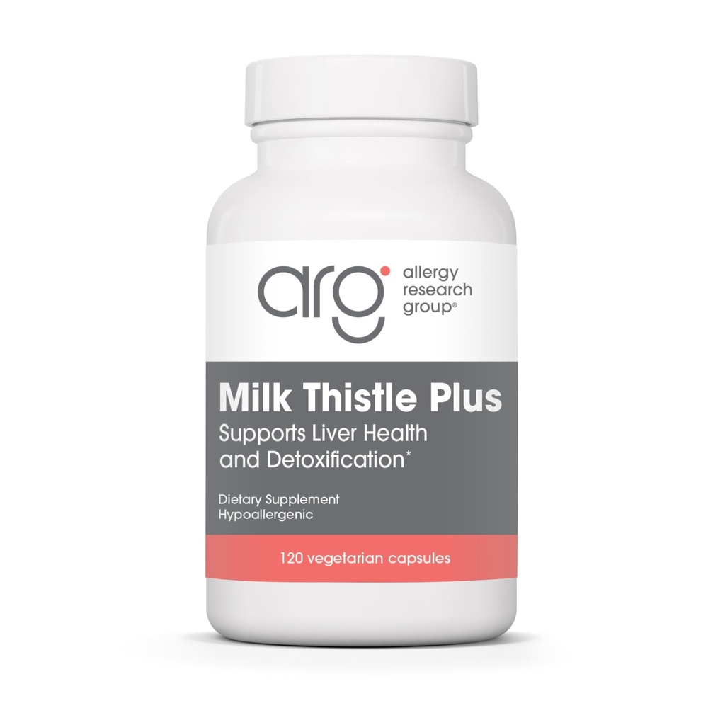 Allergy Research Group Milk Thistle Plus Supplement - Liver Health Support, Milk Thistle, Dandelion, Detox, Cleanse, Vegetarian Capsules - 120 Count