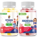 Vitamin D3 K2 Gummies 5000 IU - Immune & Bone Suppor & Magnesium Gummies for Kids & Adults - 500mg