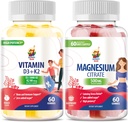 Vitamin D3 K2 Gummies 5000 IU - Immune & Bone Suppor & Magnesium Gummies for Kids & Adults - 500mg