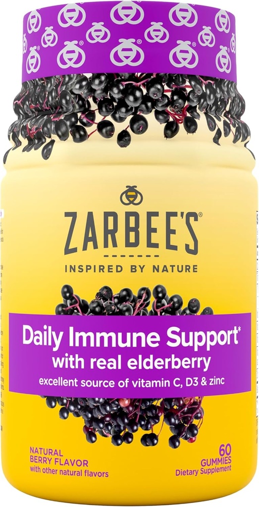 Furbee’s Elder Gummies Daily Immune Suppance With A C D & Zicc, Black Elderberry, Natural berry Flavor, Vegetarian, Glatin- Free, 60 Count