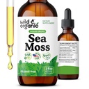 Wild & Organic Sea Moss Liquid Drops - Immune Support - Irish Sea Moss and Bladderwrack Tincture - Multimineral Chondrus Crispus Supplement - Vegan, Sugar & Alcohol-Free - 2 fl oz
