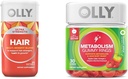 OLLY Ultra Strength Hår Softgels, Understøtter hårsundhed, Biotin, Keratin & Metabolisme Gummy Ringe, Apple Cider Vincils, Vitamin B12, Chrom