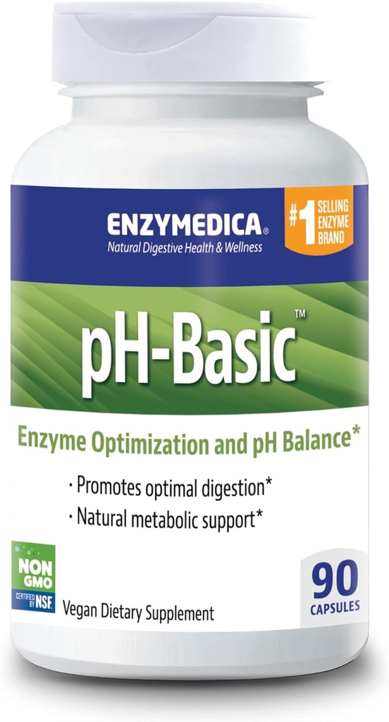 Enzymedica, pH-Basic, Enthält Verdauungsenzyme, Nährstoffe & Kräuter, Unterstützt gesunde Verdauung & pH-Balance, 90 Count - FFP
