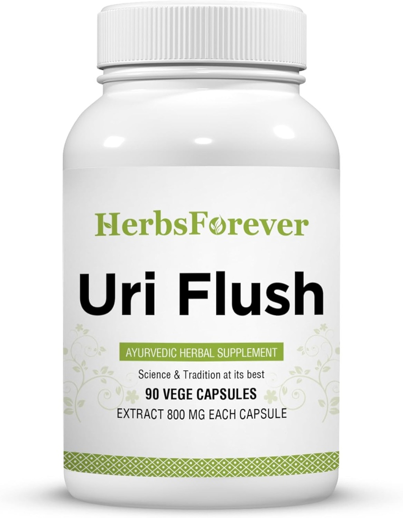 Herbsforever Uri- Flush Capsules Ayurvedic Herbal Supplement Dupport Healthy Ginney Fungsi dan Urinary Tract Fungsi 90 Vege Capsules 800 Mg