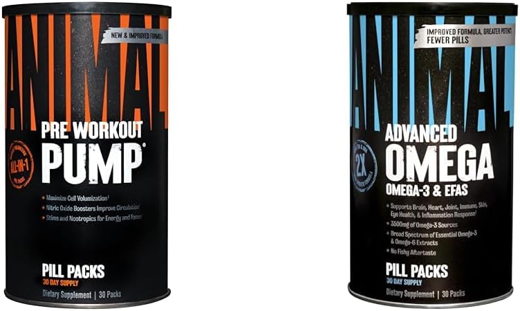 Bomba de animales Preworkout 30 cuenta Omega Omega 3-6 30 Day Pack