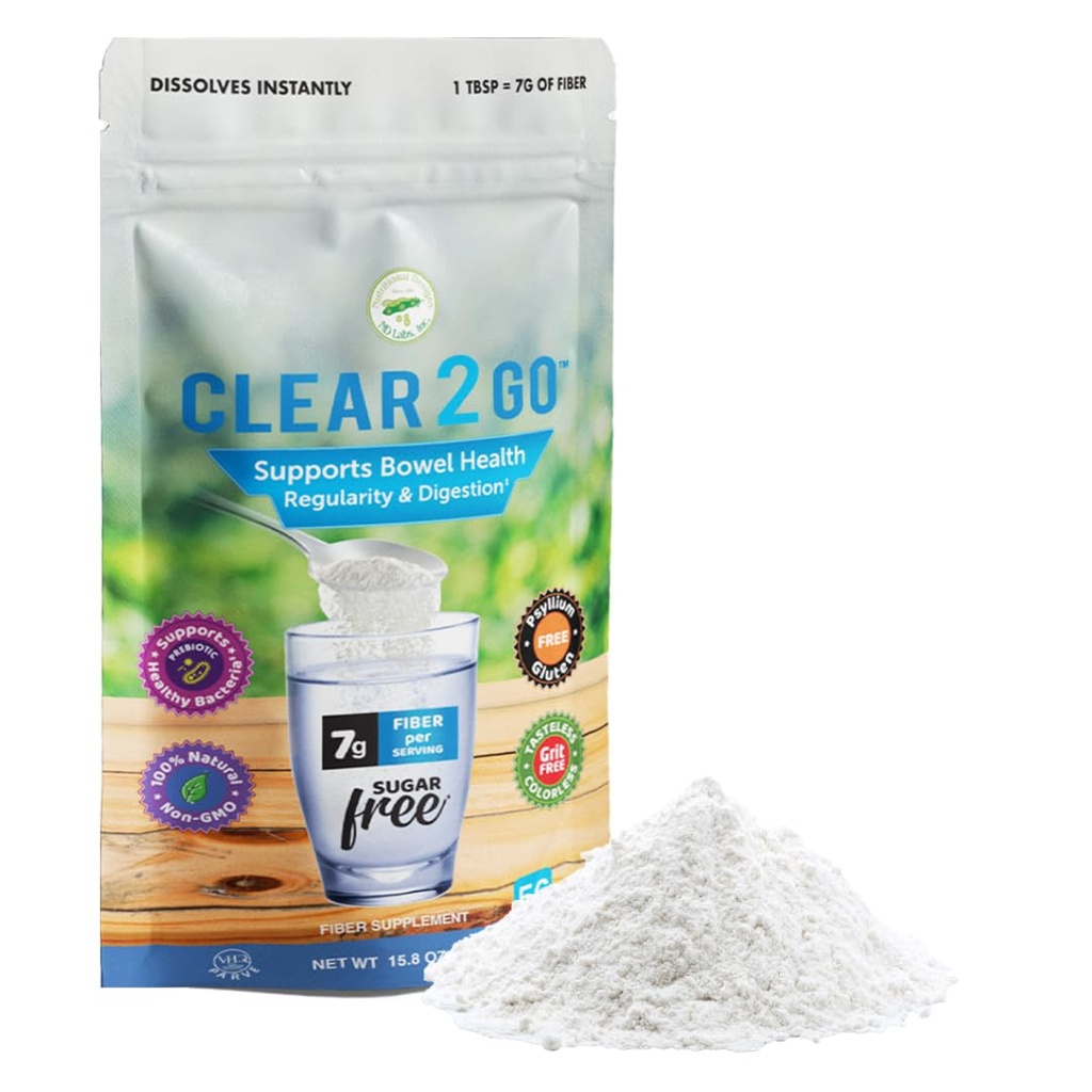 Voedingsdesigns Prebiotic Fiber Supplement Powder - Inulin Oplosbare vezel - Alle natuurlijke suiker en glutenvrije Dieetvezel - Dagelijkse vezel voor Bowel Health Clear 2 Go - 15,8 Oz