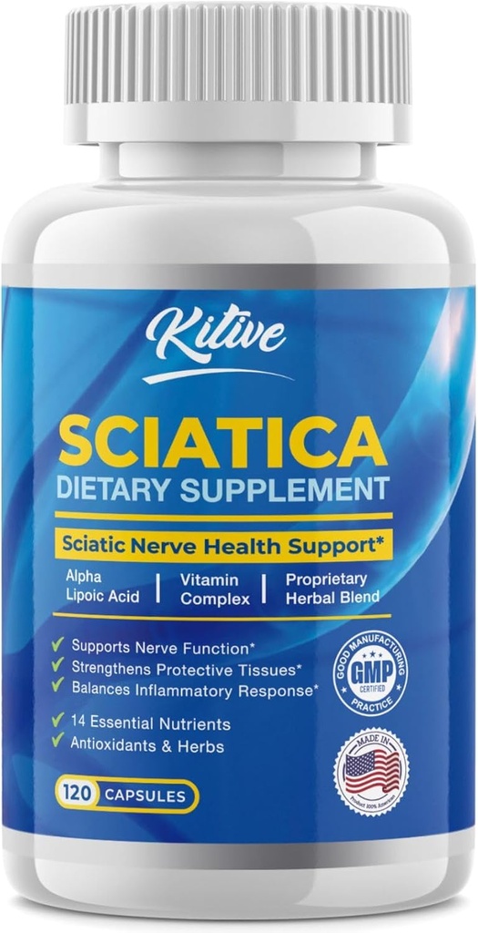 Sciatic Nerve Relief: Advanced Support Supplement for Sciatica – Potent Alpha Lipoic Acid & Kurkum & Herbal Relief Koostisosad – Valmistatud USAs, 120 kapslit (120 loend (pakk 1), maitsestamata)