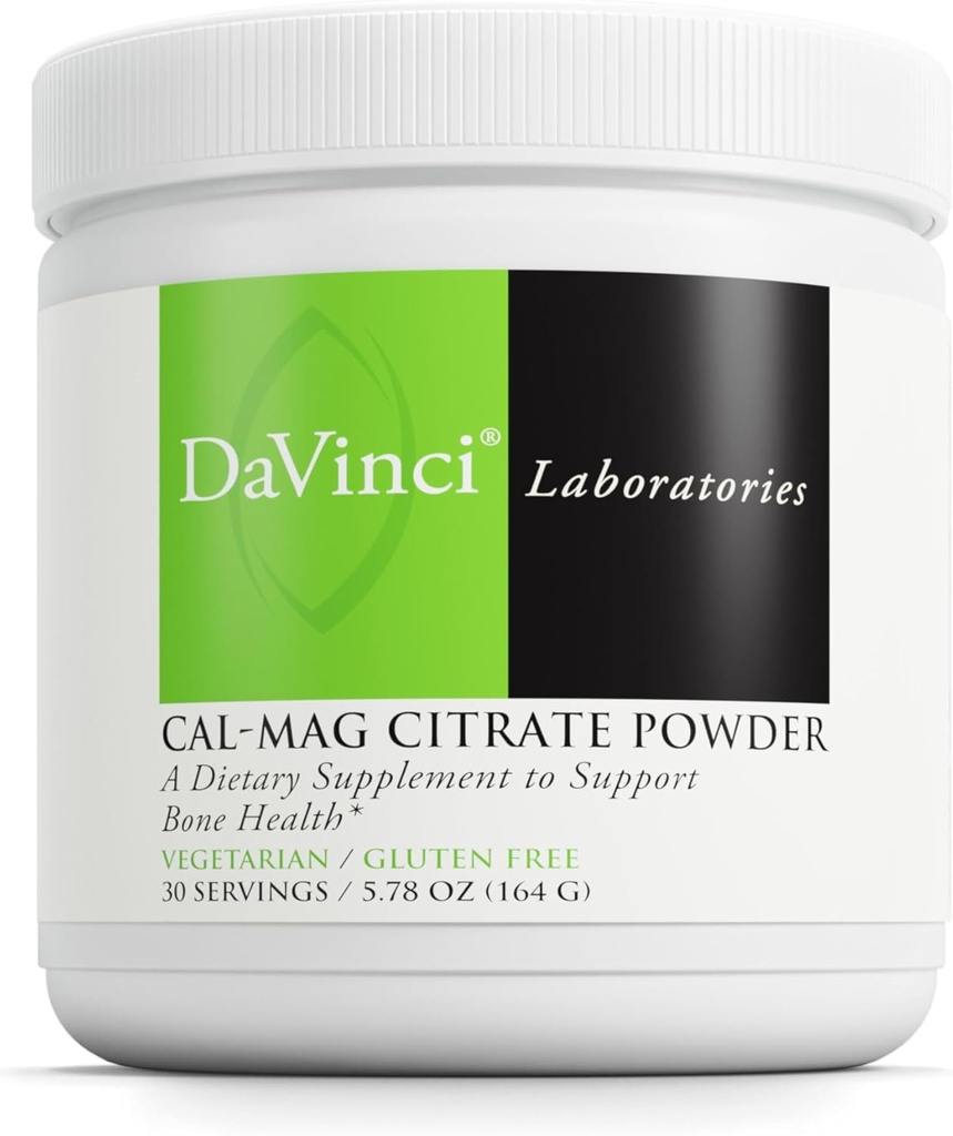DAVINCI Labs Cal- Mag Citrate Powder - Wspiera zdrowie kości * - Suplement diety z witaminą D2, Magnezem i Wapniem - Wegetarianin - Bezglutenowy - 30 Służenie