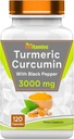 Tnvitamins Curcumin kapsula turmerikoak piper beltzarekin | 3000 MG - 120 kapsulak | Indar gehigarria Golden Turmeric Curcumin Supplement | Ez-GMO | Estatu Batuetan ekoiztua