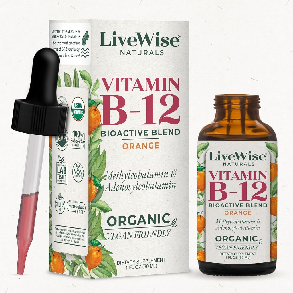 Liquid B12 Vitamin Sublingual - All-Natural Liquid Vitamin Vegan B12 drops – Non-GMO Adenosylcobalamin Methylcobalamin B12 supplement – Boost your Immune System, Metabolism, Energy and Focus!