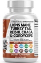 Clean Nutraceuticals Lions Mane 20in1 Houbový dodatek s krůtím ocasem Reishi Cordyceps Chaga Maitake Meshima Poria Cocos Shiitake Oyster Porcini Enoki - 1 balení