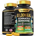 Goldenseal Root Supplement - 10in1 Formula - Combine with Echinacea, Berberine, Turmeric, Cayenne Pepper, Ginger, Apple Pectin, Neem, & More - Digestive Health Support - 120 Capsules