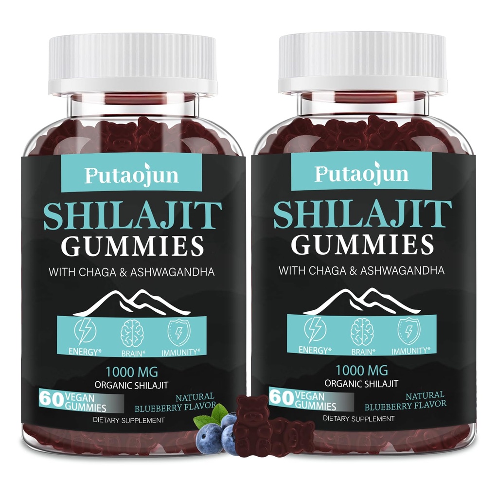 Shilajit Gummies for man & Woman. Himalayan Gold Shilajit Gummies. 3rd Party Tested.1000mg Pure Shilajit, 200mg Ashwagandha, 200mg Chaga,100mg Ginseng,100mg Saw Palmatto, 60mg Black Seed Oil