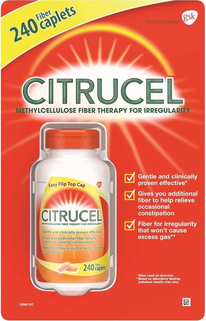 Terapi Fiber Citrucel untuk Regularitas 500 Mg, 240 Caplets