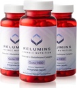 Relumins Advance Nutrition Gluta 1000 - Redukované L-glutatión, Alpha Kyselina lipoová a Rose HIPS - Antioxidačná podpora pre pokožku a celkový wellness - 60 Veg Kapsule x 3 fľaše (90-Deň dodávky)