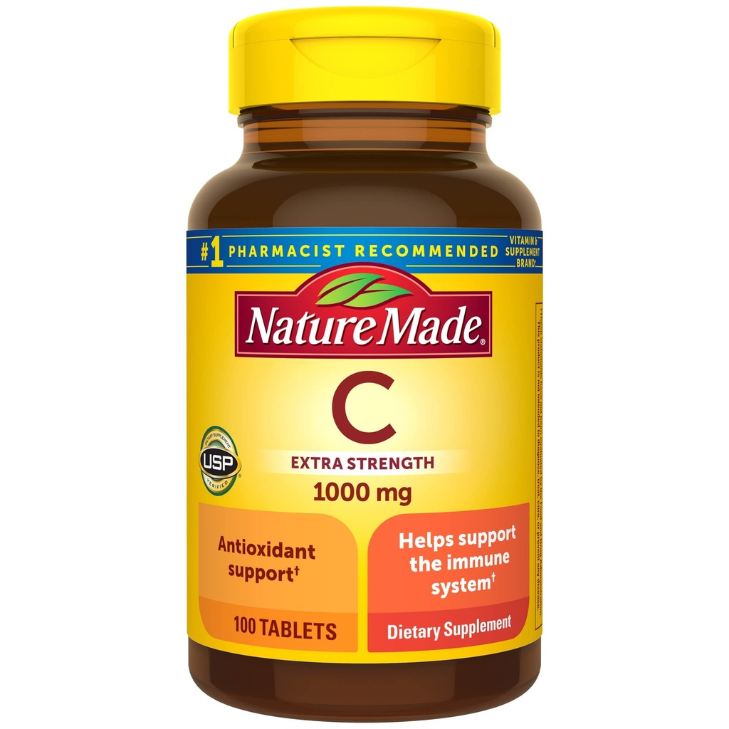 Nature Made Vitamin C 1000 mg Extra Strength, Dietary Supplement for Immune Support, 100 Tablets, 100 Day Supply