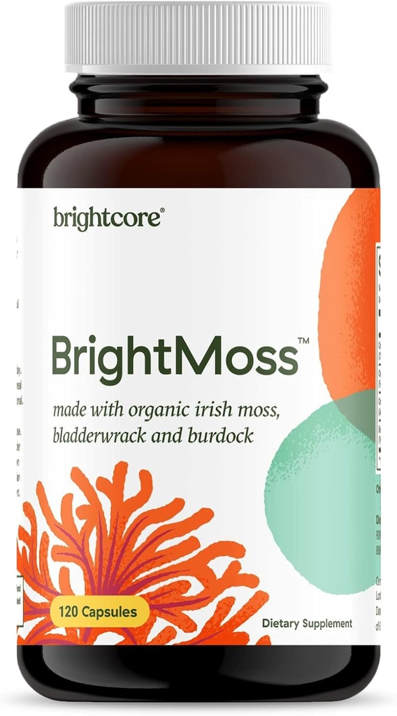 Питание - BrightMoss, ирландские морские моховые капсулы, органический морской мох с корневыми капсулами Bladderwrack & Burdock, добавка для здоровья кишечника и иммунной поддержки, 120 капсул