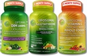 Total Immune, Hormonal eta Antioxidant Support Bundle for Women and Men - Liposomal Glutathione 500mg + C 1500mg + DIM 200mg BioPerine® eta Cruciferous Whole Foods - Vegan & Ez-GMOO