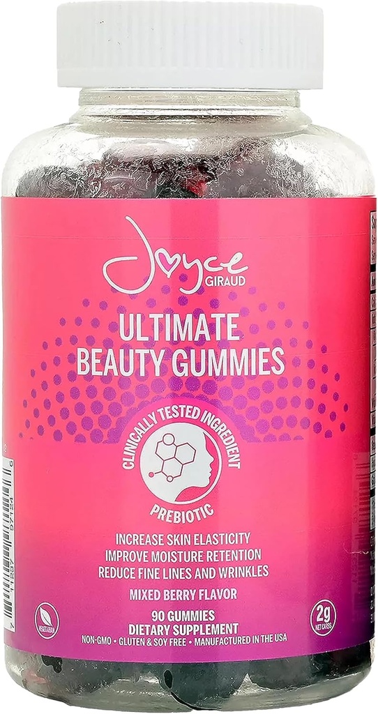 Joyce Giraud Ultimate Beauty Gummies, 30 dienų tiekimo, Palaiko odos hidratacija ir sveika odos tonusas, 90 Gummies