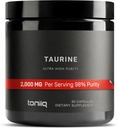 Toniiq 2000mg Taurine 补充 - 高纯度 Taurine Powder Capsules, 98%+纯,第三方实验室测试 - Potent, Non-GMO, Gluten-Free, 有效公式 45 最佳服务每瓶