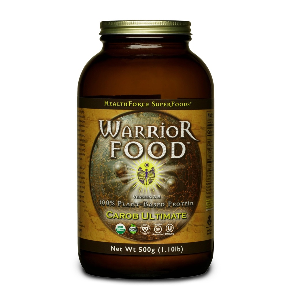 HEALTHFORCE SUPERFOODS Warrior Food Protein Powder - Carob Flavor - 500 Grams