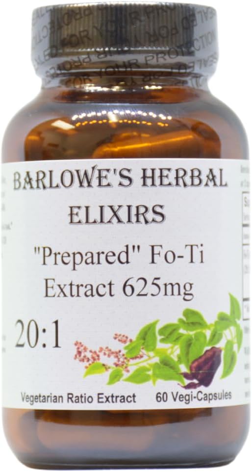 Fo-Ti Silencio 20:1 Preparado Él Shou Wu Extracto Silencio 625mg Por Capsule Silencio 60 Veggie Capsules ← Tradicional Chino Herbal Suplemento Silencio Stearate Gratis ← Botellas de vidrio